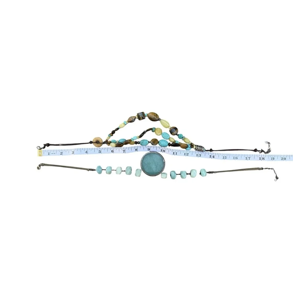 Boho Turquoise Color Jewelry Lot 6 Pc Necklaces Bracelet Bangles Statement